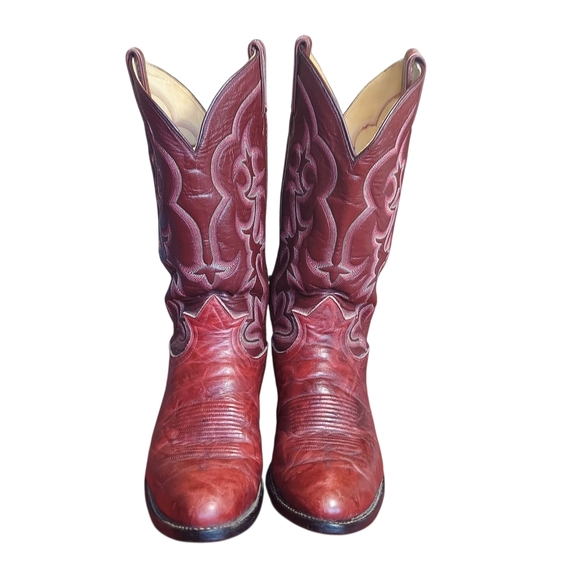 Vintage Tony Lama Cherry Mahogany Bbullhide leather boots - Picture 3 of 16